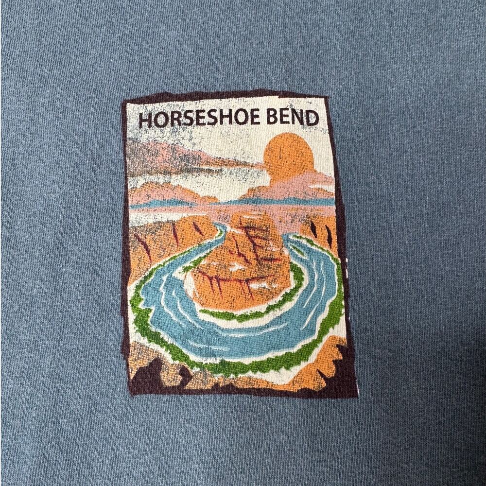 Horseshoe Bend Graphic Tee Blue Gray Outdoor Hiking Souvenir Gorpcore Small - Picture 6 of 13